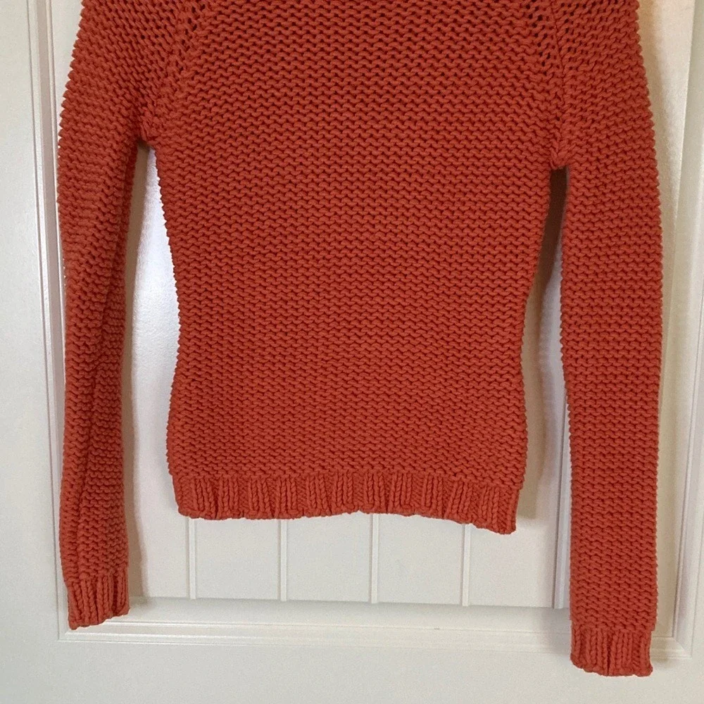 J Crew Women's Orange High Neck‎ Knit Sweater Size XS Long Sleeve Fitted